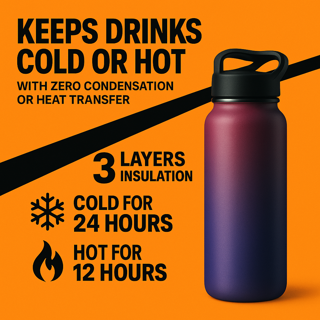 FineDine 40 Oz Triple-Walled Insulated Water Bottle